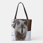 雪の灰色の狼 トートバッグ (裏面)