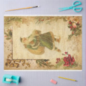 雪の父クリスマスとバラ&音楽 薄葉紙 (クラフト)