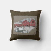 雪の牛及び納屋 クッション (裏面)