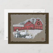 雪の牛&納屋 ポストカード (正面/裏面)