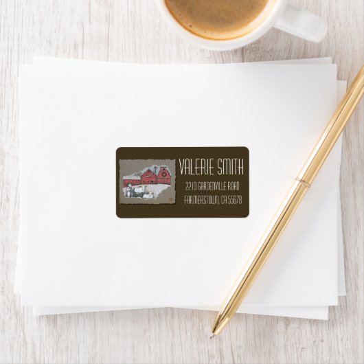 雪の牛&納屋 ラベル (インサイチュ)