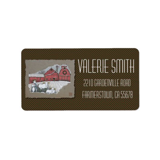 雪の牛&納屋 ラベル (正面)