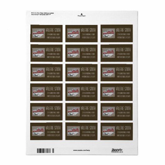 雪の牛&納屋 ラベル (フルシート)