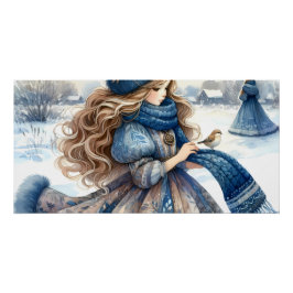 雪の物語の地にあるウィンターファンタジーのプリンセス ポスター