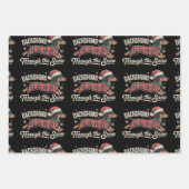 雪の犬のクリスマスの格子越しにダックスシュント ラッピングペーパーシート (正面)