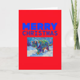 雪の猫が耳当てをしている シーズンカード