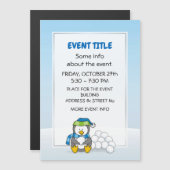 雪の玉を持って座っている小さなペンギン (正面/裏面)