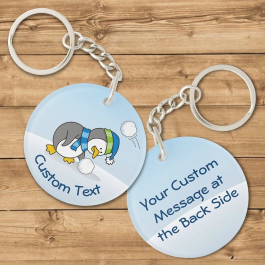 雪の玉キーチェーンをもらった小さなペンギン キーホルダー