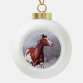 雪の球のオーナメントのペンキの馬 セラミックボールオーナメント (正面)