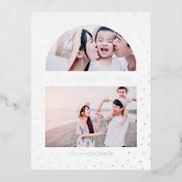 雪の球の中のクリスマス写真 箔シーズンポストカード