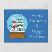 雪の球体と雪だるまと松 |カスタマイズ シーズンポストカード (正面)