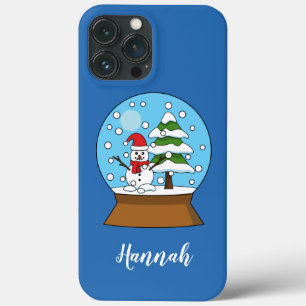 雪の球体と雪だるまと松 カスタマイズ iPhone 13 PRO MAXケース