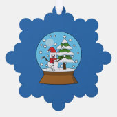 雪の球体雪だるまと松の木 オーナメントカード (裏面)