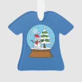 雪の球体雪だるまと松の木 オーナメント (裏面)