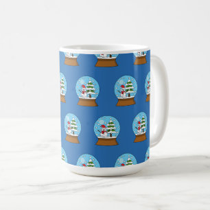 雪の球体雪だるまと松の木 コーヒーマグカップ