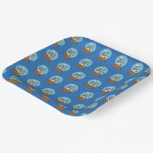 雪の球体雪だるまと松の木 ペーパープレート (傾斜あり)