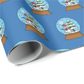 雪の球体雪だるまと松の木 ラッピングペーパー (ロールコーナー)