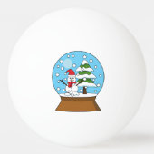 雪の球体雪だるまと松の木 卓球ボール (裏面)