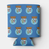 雪の球体雪だるまと松の木 缶クーラー (裏面)