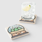 雪の球体 ストーンコースター (横)