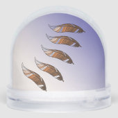 雪の球体 – 茶色の羽毛フローティング (裏面)