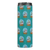 雪の球体(鳥)ショウジョウコウカンチョウ雪だるまと松の木 タンブラー (裏面)