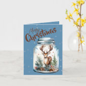 雪の瓶の雪の結晶 青 カード (黄色い花)