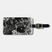 雪の男とYaieの黒いクリスマス ラゲッジタグ (正面横)