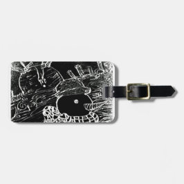 雪の男とYaieの黒いクリスマス ラゲッジタグ