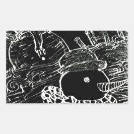 雪の男とYaieの黒いクリスマス 長方形シール