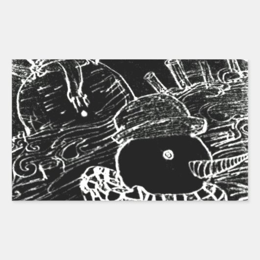 雪の男とYaieの黒いクリスマス 長方形シール (正面)