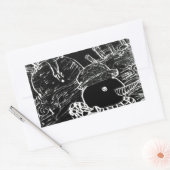 雪の男とYaieの黒いクリスマス 長方形シール (封筒)