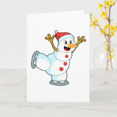 雪の男の子がアイススケートとアイススケートを楽しむ.PNG カード (黄色い花)