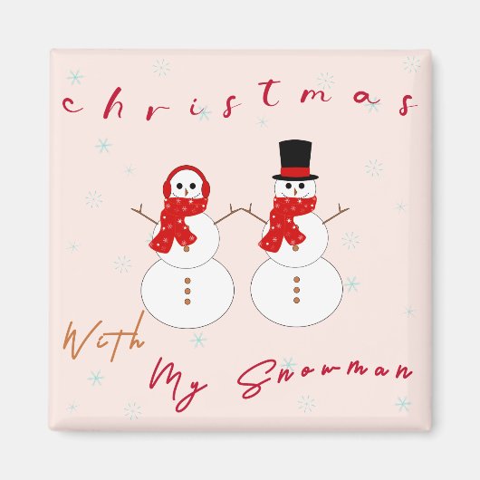 雪の男の子とクリスマス | かわいいクリスマスマグネット マグネット (正面)