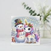 雪の男の子とユニコーンと冬のイルミネーション シーズンカード (スタンド正面)