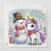 雪の男の子とユニコーンと冬のイルミネーション シーズンカード (正面)