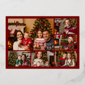 雪の男の家族、赤のメリークリスマス、シルバー 箔シーズンカード (裏面)