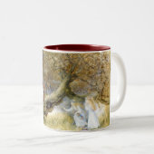 雪の白いおよびバラの赤 ツートーンマグカップ (正面右)