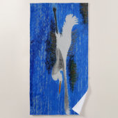 雪の白いイネ ビーチタオル (正面)