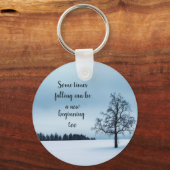 雪の白いキーチェーンの木 キーホルダー (正面)