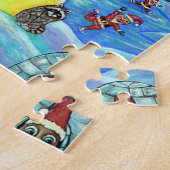 雪の白いクリスマスビッグアイドールディアー小人かわいい ジグソーパズル (側面)