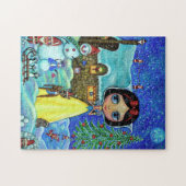 雪の白いクリスマスビッグアイドールディアー小人かわいい ジグソーパズル (横)