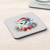 雪の白いクリスマスフクロウのコースター コースター (左側)