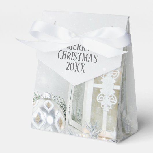 雪の白いクリスマスランタン フェイバーボックス (正面サイド)
