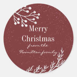 雪の白いチョークの枝の色編集可能 ラウンドシール