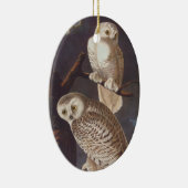 雪の白いフクロウの楕円形クリスマスオーナメント セラミックオーナメント (右)