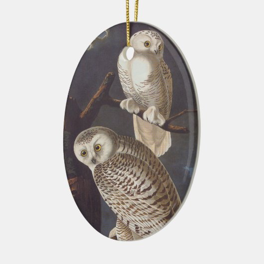 雪の白いフクロウの楕円形クリスマスオーナメント セラミックオーナメント (左)