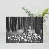 雪の白いメリークリスマスフォト シーズンカード (スタンド正面)