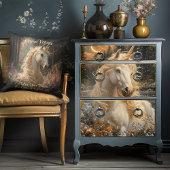 雪の白いユニコーン冬のファンタジーウッドランドフェアリー 薄葉紙