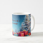 雪の白い冬のクリスマス コーヒーマグカップ (正面右)
